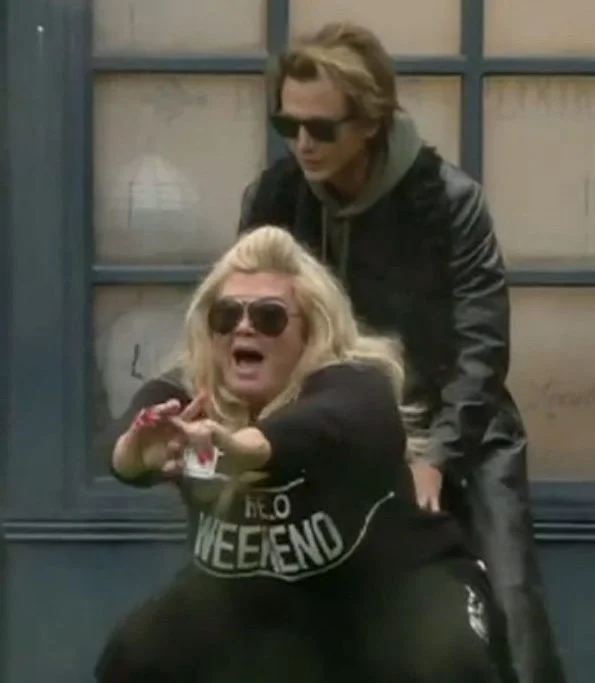 Editorial use only Mandatory Credit: Photo by REX/Shutterstock Gemma Collins does squats with Jonathan Cheban