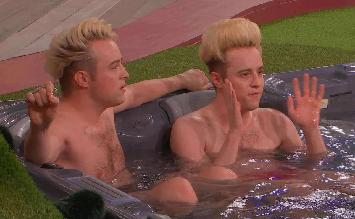 Editorial Use Only Mandatory Credit: Photo by Shutterstock for Big Brother (17161691e) Jedward in the hot tub 'Big Brother' TV show, Series 4, Episode 8, London, UK - 21 Sep 2026