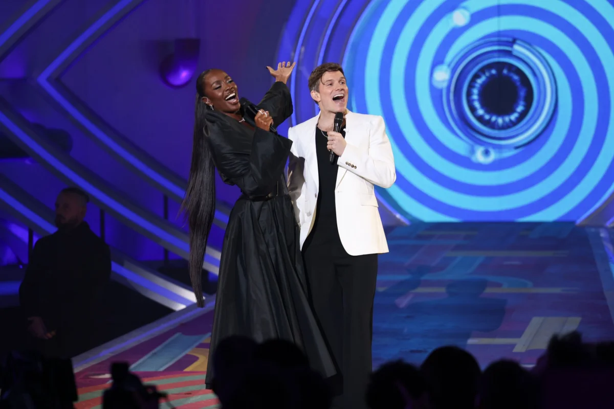 Mandatory Credit: Photo by Vianney Le Caer/Shutterstock for Big Brother (15773778m) AJ Odudu and Will Best 'Big Brother' TV show, Series 3, Eviction 7 Live Show, London, UK - 14 Nov 2025