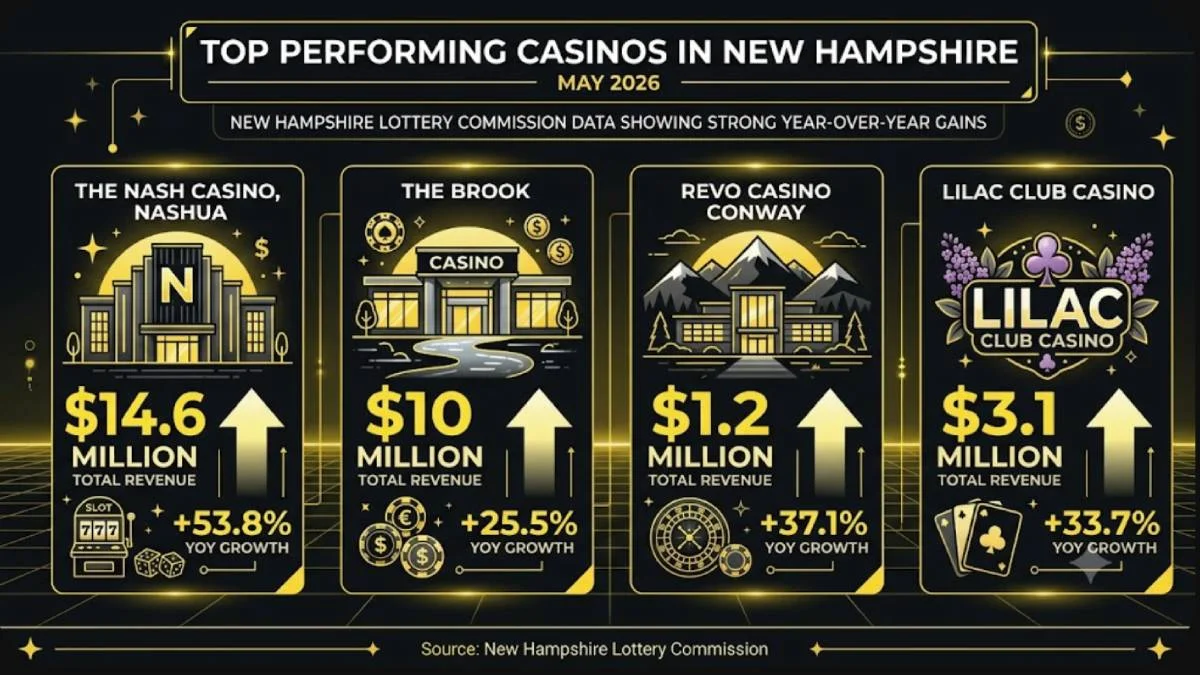 The Nash Casino led the state of New Hampshire in revenue with $14.6 million in May 2026