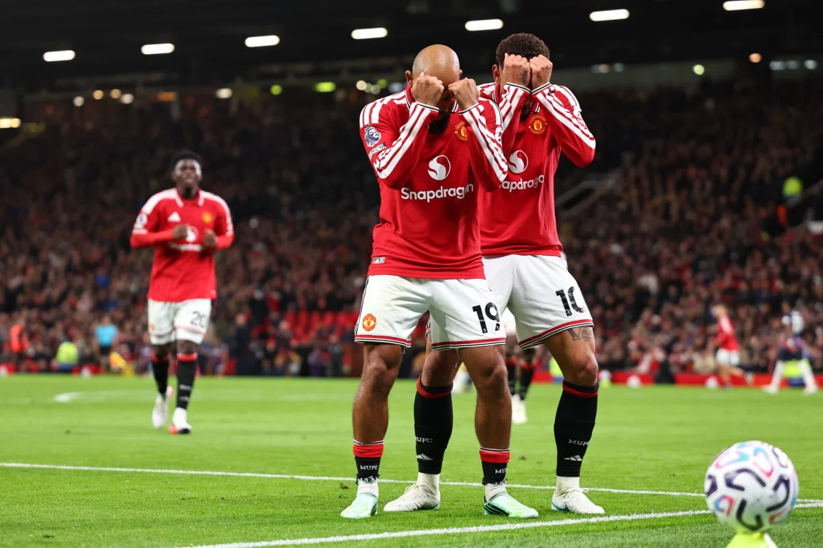 MANCHESTER, ENGLAND - OCTOBER 10: Bryan Mbeumo of Manchester United celebrates after scoring a goal to make it 1-0 during the Premier League 2026/27 match between Manchester United and Tottenham Hotspur at Old Trafford on October 10, 2026 in Manchester, United Kingdom. (Photo by Robbie Jay Barratt - AMA/Getty Images)