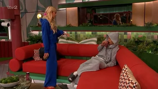 A screengrab showing Omar and Rhianna on Big Brother